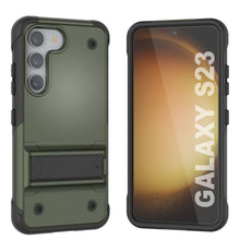 Load image into Gallery viewer, Punkcase Galaxy S23 Case [Reliance Series] Protective Hybrid Military Grade Cover W/Built-in Kickstand [Army Green-Black]
