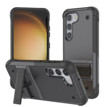 Load image into Gallery viewer, Punkcase Galaxy S23 Case [Reliance Series] Protective Hybrid Military Grade Cover W/Built-in Kickstand [Grey-Black]
