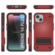 Load image into Gallery viewer, Punkcase iPhone 14 Plus Case [Reliance Series] Protective Hybrid Military Grade Cover W/Built-in Kickstand [Red-Rose]
