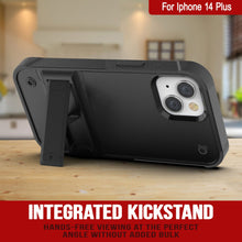 Load image into Gallery viewer, Punkcase iPhone 14 Plus Case [Reliance Series] Protective Hybrid Military Grade Cover W/Built-in Kickstand [Black]

