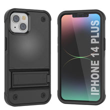 Load image into Gallery viewer, Punkcase iPhone 14 Plus Case [Reliance Series] Protective Hybrid Military Grade Cover W/Built-in Kickstand [Black]
