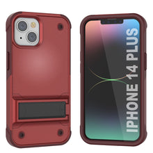 Load image into Gallery viewer, Punkcase iPhone 14 Plus Case [Reliance Series] Protective Hybrid Military Grade Cover W/Built-in Kickstand [Red-Rose]
