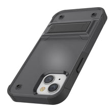 Load image into Gallery viewer, Punkcase iPhone 14 Plus Case [Reliance Series] Protective Hybrid Military Grade Cover W/Built-in Kickstand [Grey-Black]
