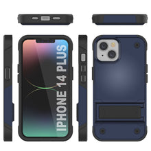 Load image into Gallery viewer, Punkcase iPhone 14 Plus Case [Reliance Series] Protective Hybrid Military Grade Cover W/Built-in Kickstand [Navy-Black]
