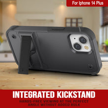 Load image into Gallery viewer, Punkcase iPhone 14 Plus Case [Reliance Series] Protective Hybrid Military Grade Cover W/Built-in Kickstand [Grey-Black]

