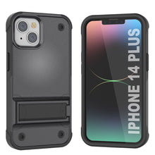 Load image into Gallery viewer, Punkcase iPhone 14 Plus Case [Reliance Series] Protective Hybrid Military Grade Cover W/Built-in Kickstand [Grey-Black]
