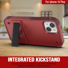 Load image into Gallery viewer, Punkcase iPhone 14 Plus Case [Reliance Series] Protective Hybrid Military Grade Cover W/Built-in Kickstand [Red-Rose]
