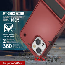 Load image into Gallery viewer, Punkcase iPhone 14 Plus Case [Reliance Series] Protective Hybrid Military Grade Cover W/Built-in Kickstand [Red-Rose]
