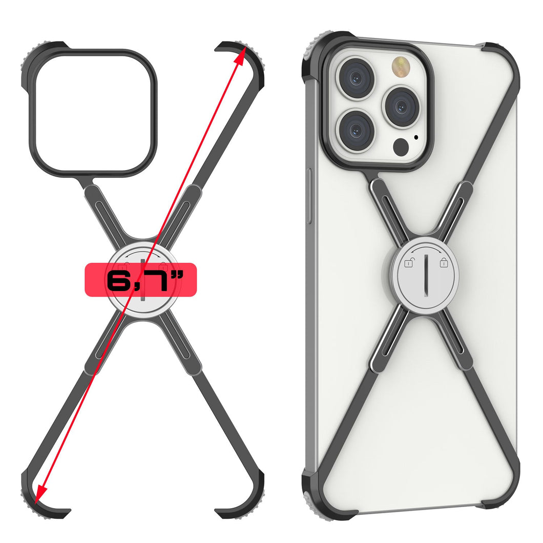 Punkcase iPhone 14 Pro Max Bumper Case [Backbone Series] Ultra Slim Minimalist Aluminum Metal X-Frame Cover for iPhone 14 Pro Max (2022) (6.7