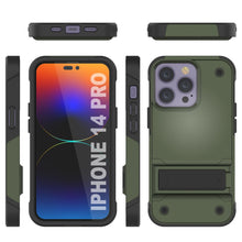 Load image into Gallery viewer, Punkcase iPhone 14 Pro Case [Reliance Series] Protective Hybrid Military Grade Cover W/Built-in Kickstand [Army-Green-Black]
