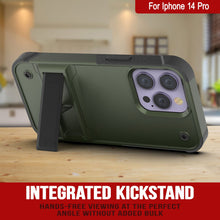 Load image into Gallery viewer, Punkcase iPhone 14 Pro Case [Reliance Series] Protective Hybrid Military Grade Cover W/Built-in Kickstand [Army-Green-Black]
