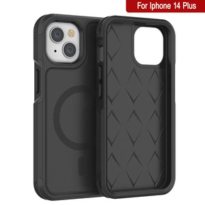 PunkCase iPhone 14 Plus Case, [Spartan 2.0 Series] Clear Rugged Heavy Duty Cover W/Built in Screen Protector [Black]