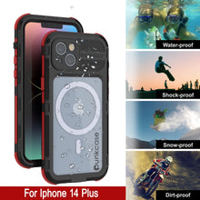 Load image into Gallery viewer, iPhone 14 Plus Metal Extreme 2.0 Series Aluminum Waterproof Case IP68 W/Buillt in Screen Protector [Black-Red]
