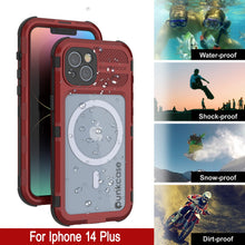 Load image into Gallery viewer, iPhone 14 Plus Metal Extreme 2.0 Series Aluminum Waterproof Case IP68 W/Buillt in Screen Protector [Red-Black]
