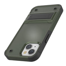 Load image into Gallery viewer, Punkcase iPhone 14 Case [Reliance Series] Protective Hybrid Military Grade Cover W/Built-in Kickstand [Army-Green-Black]
