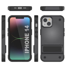 Load image into Gallery viewer, Punkcase iPhone 14 Case [Reliance Series] Protective Hybrid Military Grade Cover W/Built-in Kickstand [Grey-Black]
