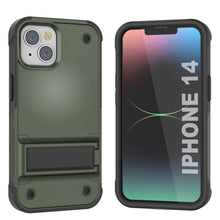 Load image into Gallery viewer, Punkcase iPhone 14 Case [Reliance Series] Protective Hybrid Military Grade Cover W/Built-in Kickstand [Army-Green-Black]
