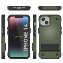 Load image into Gallery viewer, Punkcase iPhone 14 Case [Reliance Series] Protective Hybrid Military Grade Cover W/Built-in Kickstand [Army-Green-Black]
