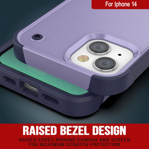 Punkcase iPhone 14 Case [Reliance Series] Protective Hybrid Military Grade Cover W/Built-in Kickstand [Purple-Navy]