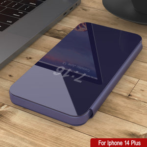 Punkcase iPhone 14 Plus Reflector Case Protective Flip Cover [Purple]