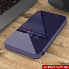 Load image into Gallery viewer, Punkcase iPhone 14 Pro Max Reflector Case Protective Flip Cover [Purple]
