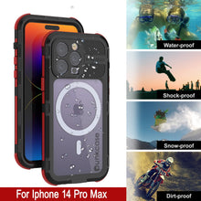 Load image into Gallery viewer, iPhone 14 Pro Max Metal Extreme 2.0 Series Aluminum Waterproof Case IP68 W/Buillt in Screen Protector [Black-Red]
