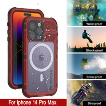 Load image into Gallery viewer, iPhone 14 Pro Max Metal Extreme 2.0 Series Aluminum Waterproof Case IP68 W/Buillt in Screen Protector [Red-Black]
