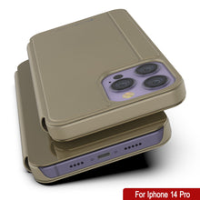 Load image into Gallery viewer, Punkcase iPhone 14 Pro Reflector Case Protective Flip Cover [Gold]
