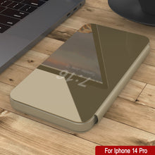 Load image into Gallery viewer, Punkcase iPhone 14 Pro Reflector Case Protective Flip Cover [Gold]
