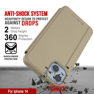 Punkcase iPhone 14 Reflector Case Protective Flip Cover [Gold]