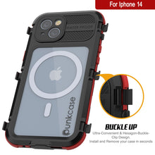 Load image into Gallery viewer, iPhone 14 Metal Extreme 2.0 Series Aluminum Waterproof Case IP68 W/Buillt in Screen Protector [Black-Red]
