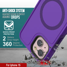 Load image into Gallery viewer, PunkCase iPhone 15 Case, [Spartan 2.0 Series] Clear Rugged Heavy Duty Cover W/Built in Screen Protector [purple]
