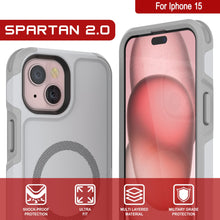 Load image into Gallery viewer, PunkCase iPhone 15 Case, [Spartan 2.0 Series] Clear Rugged Heavy Duty Cover W/Built in Screen Protector [white]
