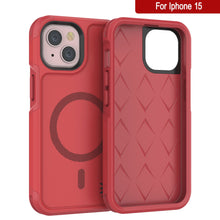 Load image into Gallery viewer, PunkCase iPhone 15 Case, [Spartan 2.0 Series] Clear Rugged Heavy Duty Cover W/Built in Screen Protector [red]
