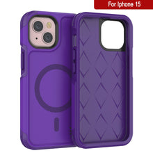 Load image into Gallery viewer, PunkCase iPhone 15 Case, [Spartan 2.0 Series] Clear Rugged Heavy Duty Cover W/Built in Screen Protector [purple]
