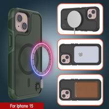 Load image into Gallery viewer, PunkCase iPhone 15 Case, [Spartan 2.0 Series] Clear Rugged Heavy Duty Cover W/Built in Screen Protector [dark green]
