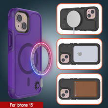 Load image into Gallery viewer, PunkCase iPhone 15 Case, [Spartan 2.0 Series] Clear Rugged Heavy Duty Cover W/Built in Screen Protector [purple]
