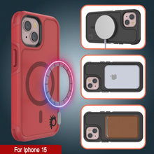 Load image into Gallery viewer, PunkCase iPhone 15 Case, [Spartan 2.0 Series] Clear Rugged Heavy Duty Cover W/Built in Screen Protector [red]
