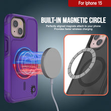 Load image into Gallery viewer, PunkCase iPhone 15 Case, [Spartan 2.0 Series] Clear Rugged Heavy Duty Cover W/Built in Screen Protector [purple]
