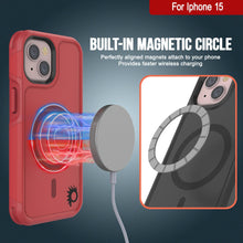 Load image into Gallery viewer, PunkCase iPhone 15 Case, [Spartan 2.0 Series] Clear Rugged Heavy Duty Cover W/Built in Screen Protector [red]
