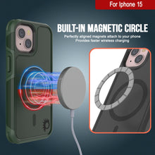 Load image into Gallery viewer, PunkCase iPhone 15 Case, [Spartan 2.0 Series] Clear Rugged Heavy Duty Cover W/Built in Screen Protector [dark green]

