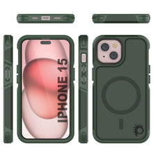 Load image into Gallery viewer, PunkCase iPhone 15 Case, [Spartan 2.0 Series] Clear Rugged Heavy Duty Cover W/Built in Screen Protector [dark green]
