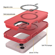 Load image into Gallery viewer, PunkCase iPhone 15 Plus Case, [Spartan 2.0 Series] Clear Rugged Heavy Duty Cover W/Built in Screen Protector [red]
