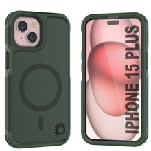 Load image into Gallery viewer, PunkCase iPhone 15 Plus Case, [Spartan 2.0 Series] Clear Rugged Heavy Duty Cover W/Built in Screen Protector [dark green]
