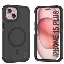 Load image into Gallery viewer, PunkCase iPhone 15 Plus Case, [Spartan 2.0 Series] Clear Rugged Heavy Duty Cover W/Built in Screen Protector [Black]

