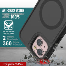 Load image into Gallery viewer, PunkCase iPhone 15 Plus Case, [Spartan 2.0 Series] Clear Rugged Heavy Duty Cover W/Built in Screen Protector [Black]
