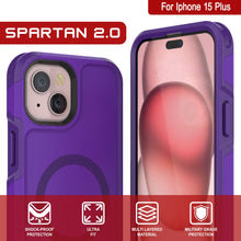 Load image into Gallery viewer, PunkCase iPhone 15 Plus Case, [Spartan 2.0 Series] Clear Rugged Heavy Duty Cover W/Built in Screen Protector [purple]
