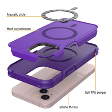 Load image into Gallery viewer, PunkCase iPhone 15 Plus Case, [Spartan 2.0 Series] Clear Rugged Heavy Duty Cover W/Built in Screen Protector [purple]

