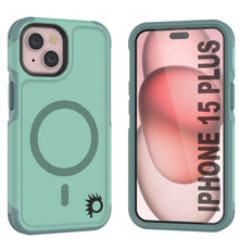 Load image into Gallery viewer, PunkCase iPhone 15 Plus Case, [Spartan 2.0 Series] Clear Rugged Heavy Duty Cover W/Built in Screen Protector [teal]
