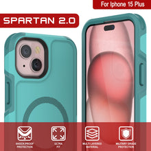 Load image into Gallery viewer, PunkCase iPhone 15 Plus Case, [Spartan 2.0 Series] Clear Rugged Heavy Duty Cover W/Built in Screen Protector [Blue]

